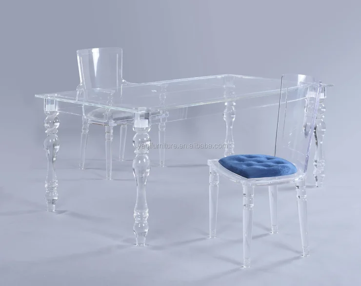 Wholesale cheap home furniture used acrylic rectangle dining table and chairs set