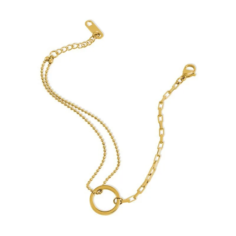 Minimalist 18k Gold Plated Non Tarnish Round Stainless Steel Necklace Bracelet Earrings Jewelry Set For Women