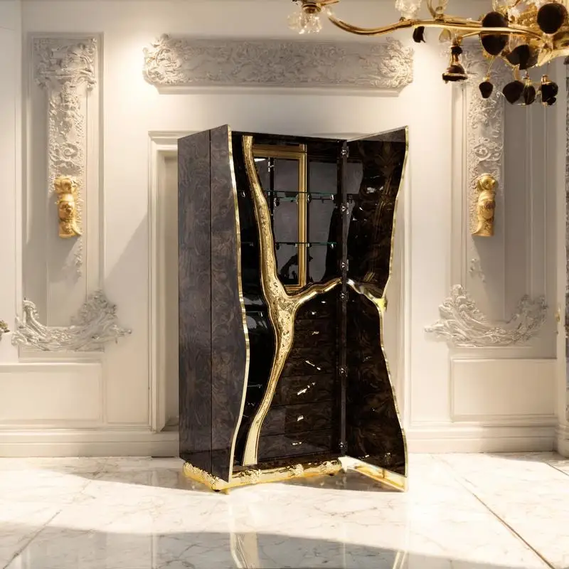 High Quality Luxury Home Furniture Set Living Room Cabinet Unique Designs Wood Veneer Wine bar Cabinet