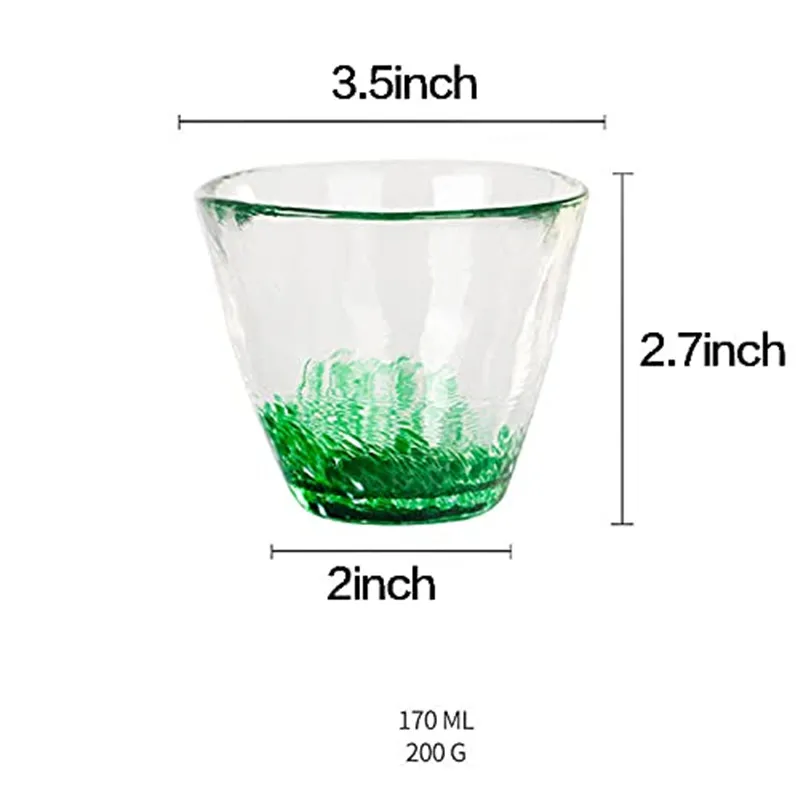 Reihey Glass Sake Cup Japanese Cuisine Glass Tableware Colored Glass Cold Drink Cup 1pc