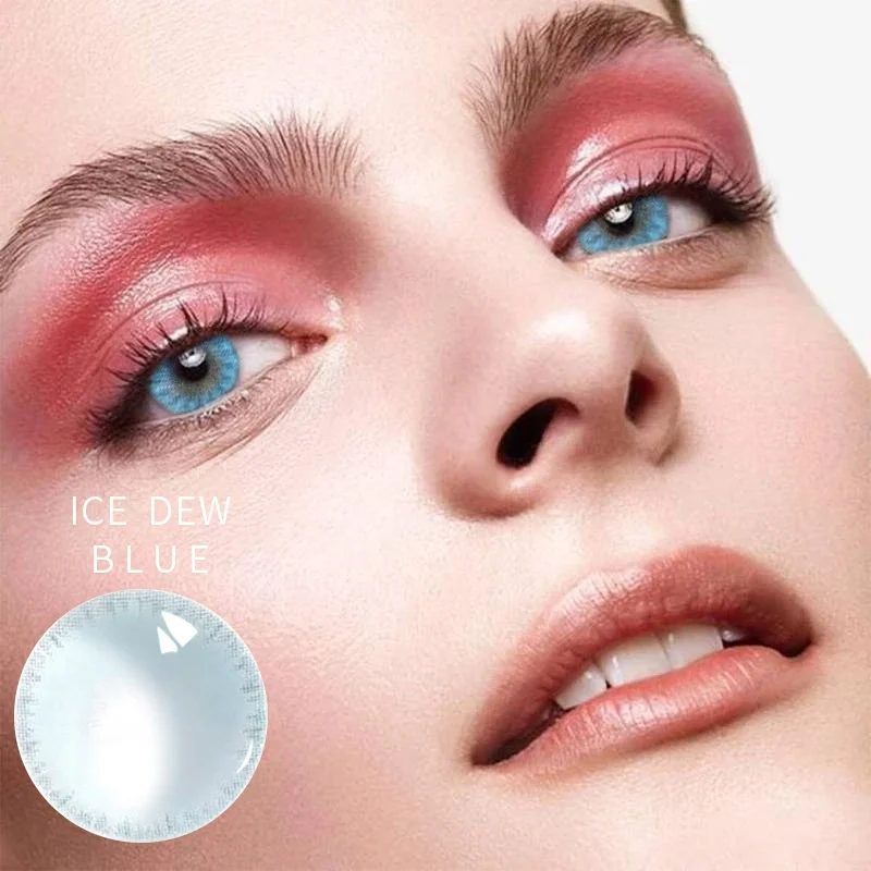 taoqihou 2pcs/pair with Power Degree Colored Contact Lenses Ice Dew Cosmetic Soft Natural Color Contact Lens for eyes