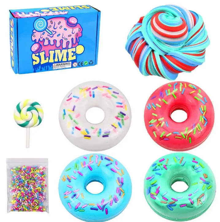 4pcs/set Doughnut Cotton Slime Sprinkles Charms Cloud Slime Soft Putty Slime Kiting