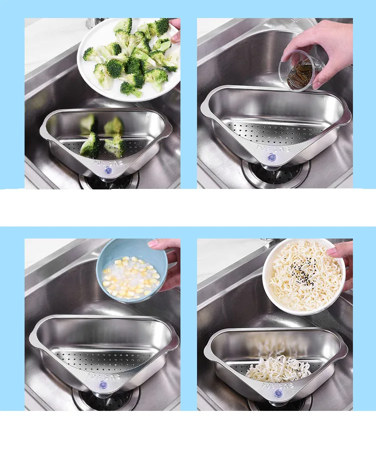 Stainless Steel Kitchen Sink Strainer Rack Multifunctional Filtering and Draining Food Scrap Basket