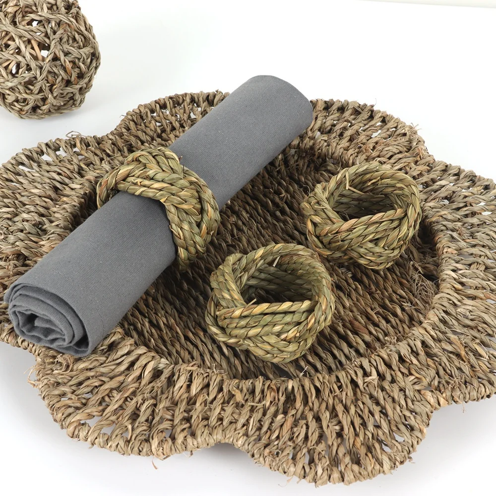 Natural Farmhouse Handmade Seagrass Napkin Ring for Table Decoration