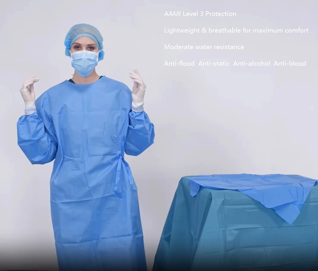 Factory Direct Supply Surgical Gown AAMI Level 3 Standard SMS Surgical Gown Size XXL