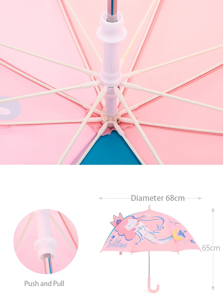 
Diomio Mermaid 3D Personalized Cute Cartoon Umbrella Children Creative Kids Animal Folding Umbrella 