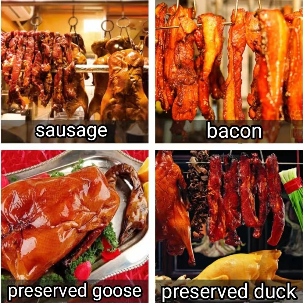 hot selling metal stainless steel rack frame hanger trolley cary for pork meat beef preserved meat bacon sausage duck goose