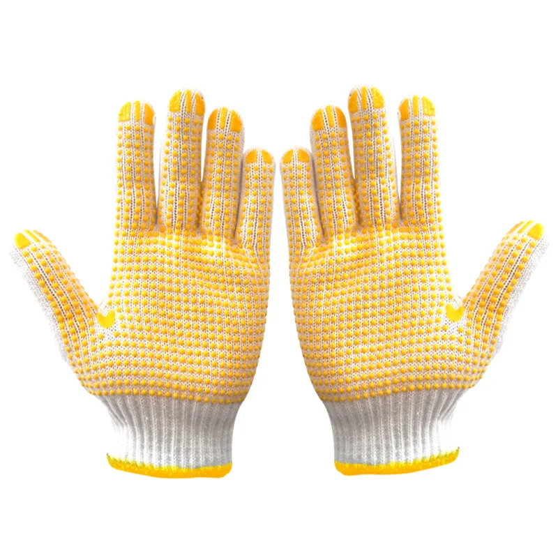 HPPE 50g 10 gauge Working Hand Cotton Glove for Protect Safety Dotted Driving Farming Gardening Anti slip Work Gloves
