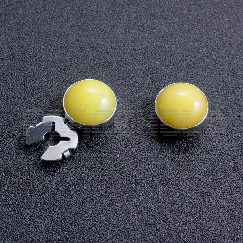 CUSTOM Fancy Kurta For Men Fancy LadiesPrecious Lemon Egg Yellow Stone Button Covers Round Brass 17.5MM for shirts