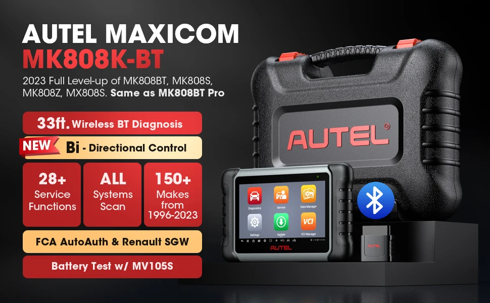 Оригинальный autel maxicom mk808k-bt mk808s mk808 mx808 mk808z mk 808 bt s obd2 обзор всех систем сканер диагностических инструментов для автомобилей