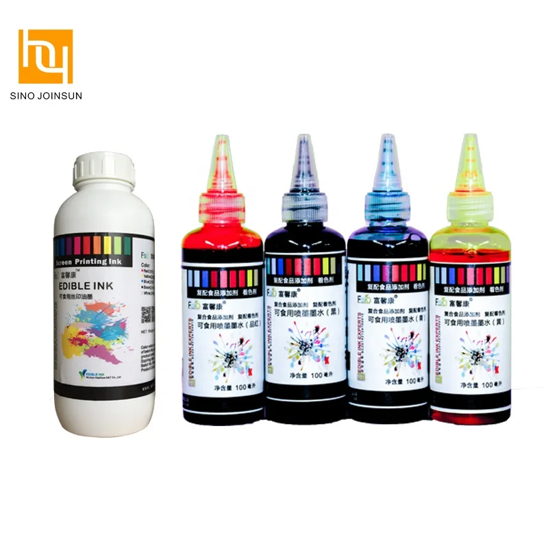 Food Printer Edible Inkjet Ink Pigment 100/500ml For Cake Decorating Chocolate Printing Compatible Bottle Water Based Refill Ink