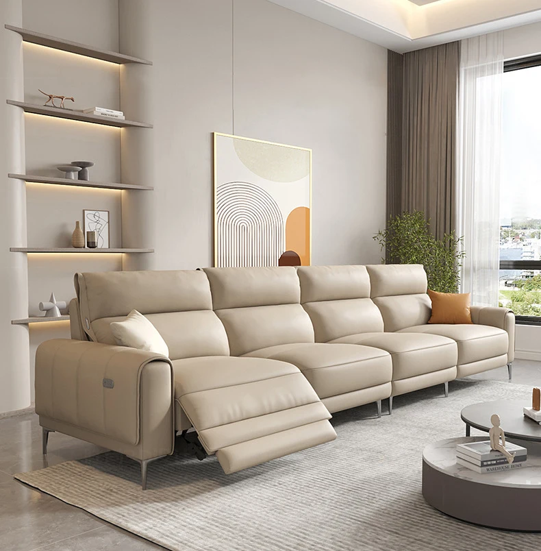 Italian morden living room furniture villa sofa couch set electric recliner genuine leather sectional sofas