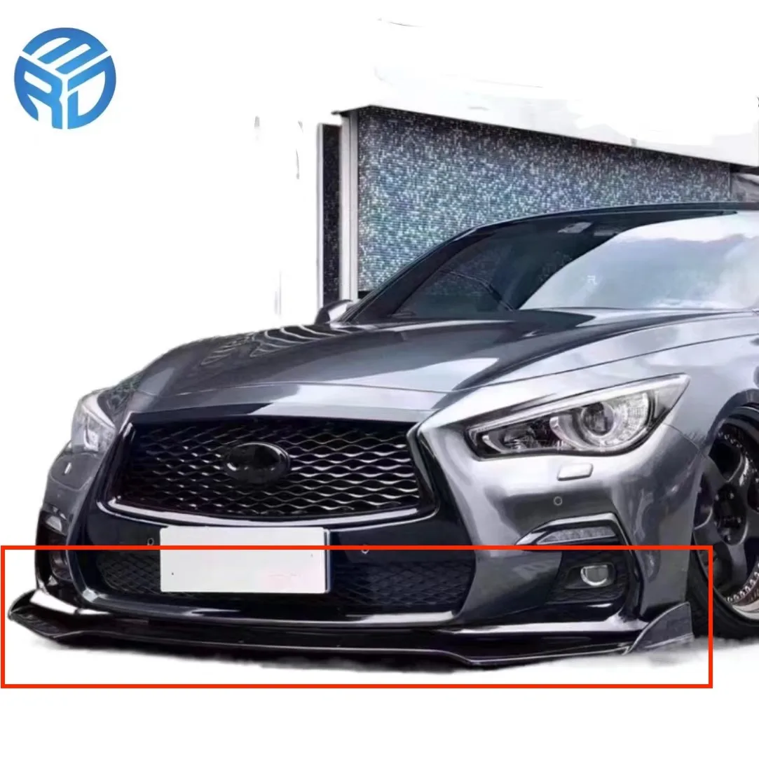 MRD for Infiniti Q50 2018+ Red Sports or normal one-piece style carbon fiber front lip front bumper Lip Front splitter diffuser