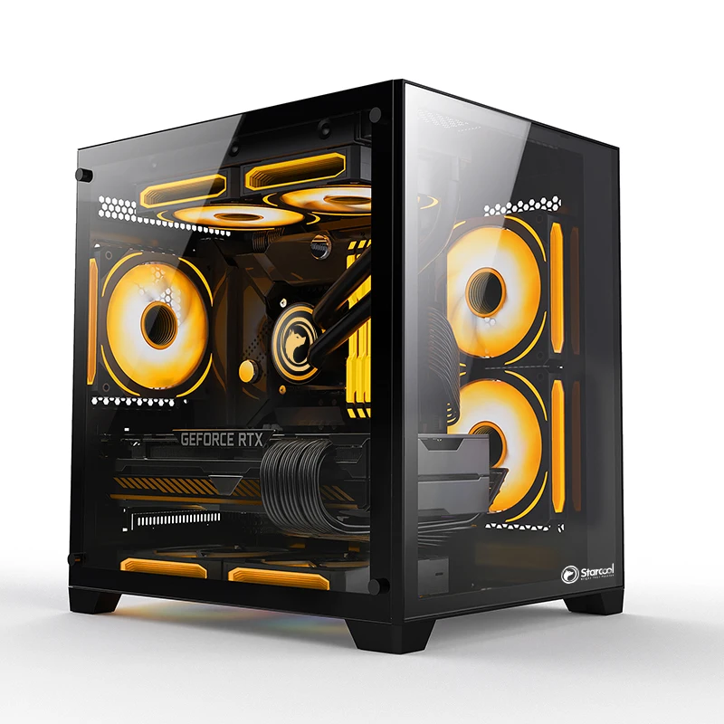 Factory Direct Sale M-ATX Gaming Case Horizontal Tempered Glass Customized PC Case