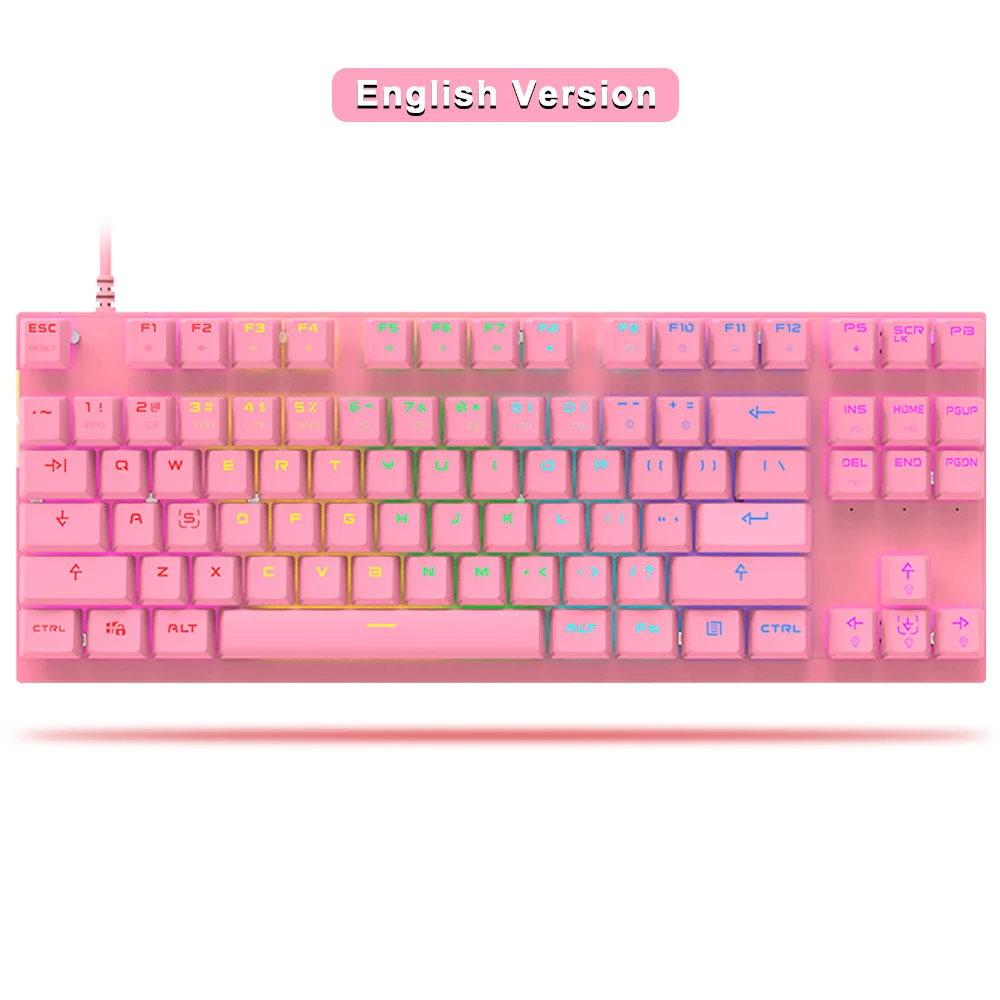 Механическая игровая мини-клавиатура Motospeed CK82, компактная, 87 клавиш, с RGB подсветкой, защита от фиктивных нажатий, для геймеров на Win, ПК