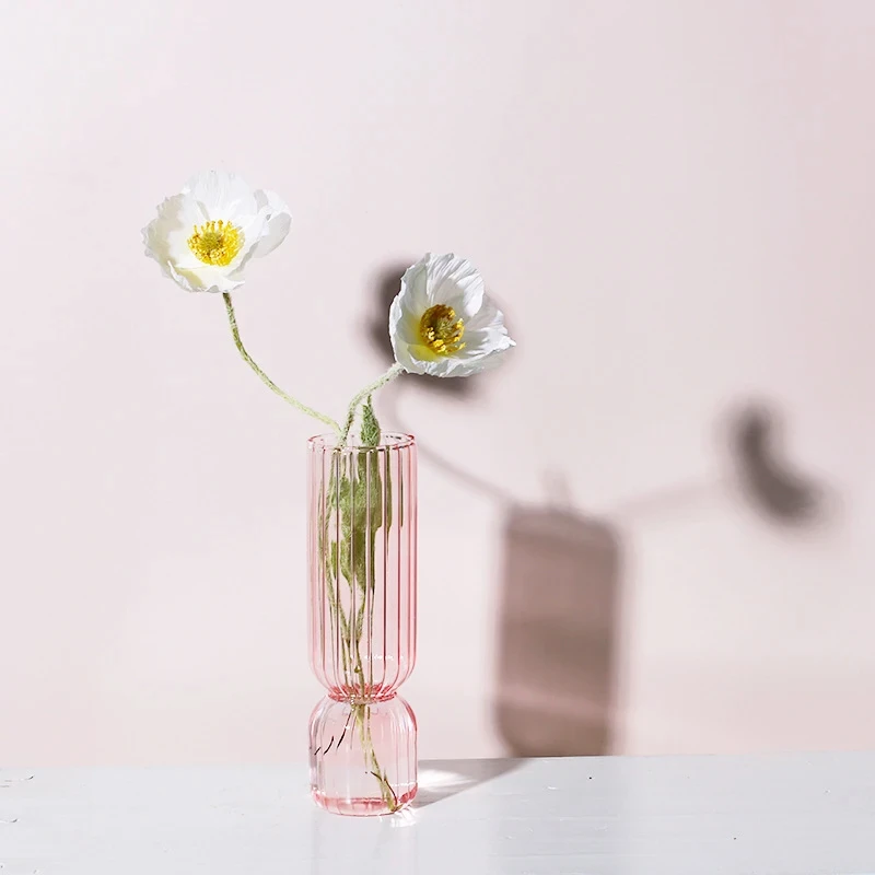 Source factory Nordic Glass Vase Colored Transparent Flower Arrangement Container Home Decoration