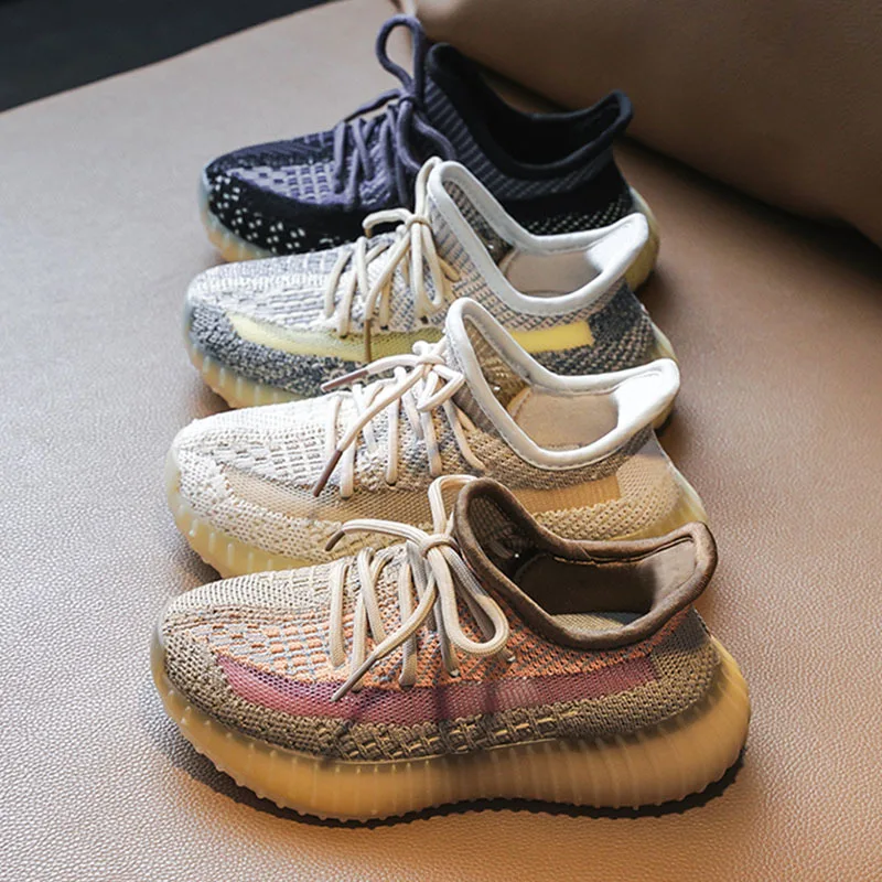Детские кроссовки yeezy Спортивная сетчатая повседневная обувь из кокосовой ткани для мальчиков и девочек с мягкой подошвой