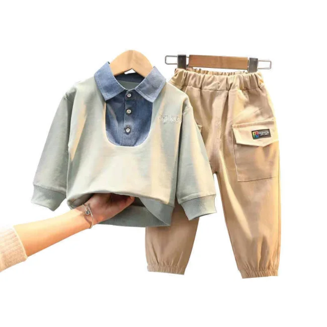 
GLM8683 Children 2021 Spring Kids Clothes Baby Boys Outfits Set T-shirt + Pants Clothing Toddler Boy Boutique Outfits 