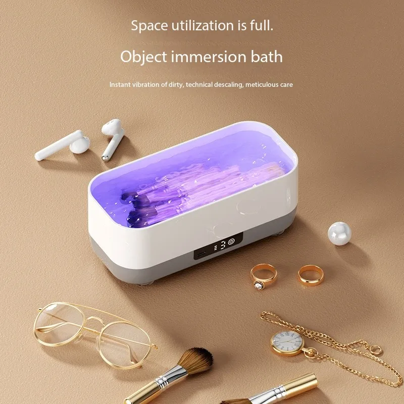Portable Household Ultrasonic Cleaner Digital Jewelry Watch Cleaner 40kHz Frequency Electric Manual Car Jewelry Path Cleaning