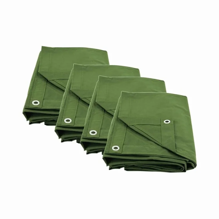 Green Canvas Tarp with Rustproof Grommets, 12 Oz 18 Oz Heavy Duty Multipurpose Tarpaulin Cover