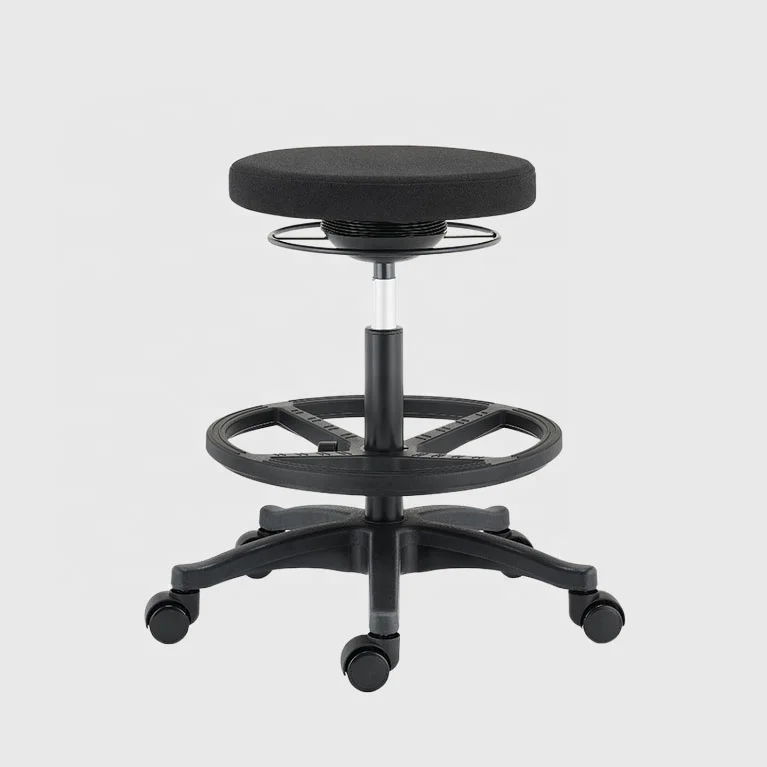 Medical Office Ergonomic Stool Customized Height Adjustable Hydraulic Round PU Leather Stool with Wheels