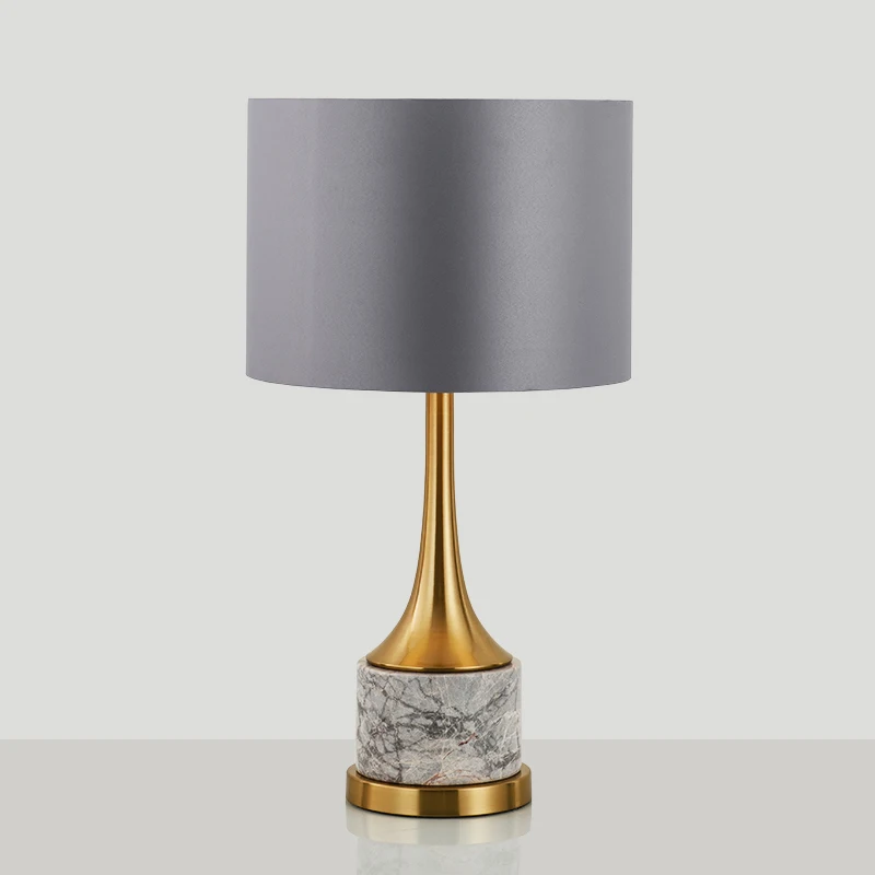 Meerosee Bronze Fashion Table Lamp with Grey Marble Base Designer Led Desk Lamp For Bedside Room
