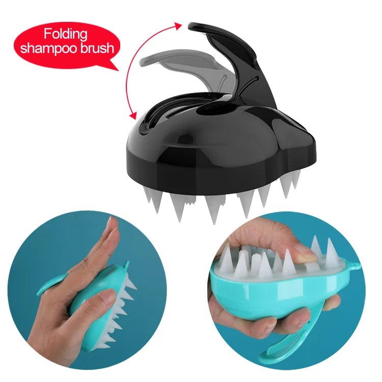 Custom Logo Handheld Silicone Massage Comb Mini Head Scalp Shampoo Massage Brush