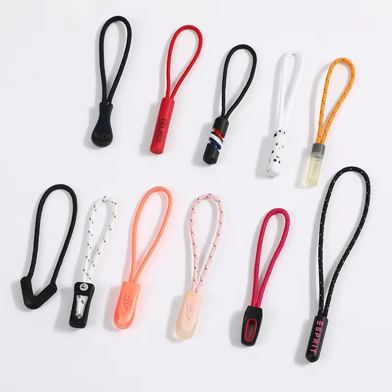 Factory Direct custom logo Soft plastic rope zipper slider pull/plastic zipper pull