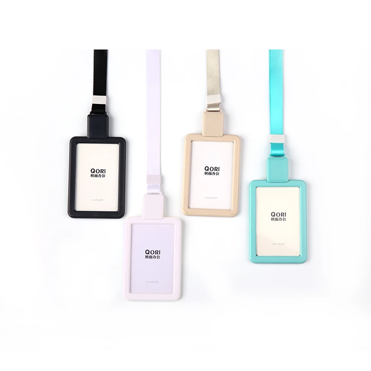 QORI Custom plastic playing card holder lanyard Plastic employee id card holder