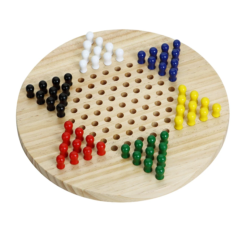 wholesale indoor outdoor family party fun games Wooden Chinese Checkers Board Game With 6 Colors for kids and adults