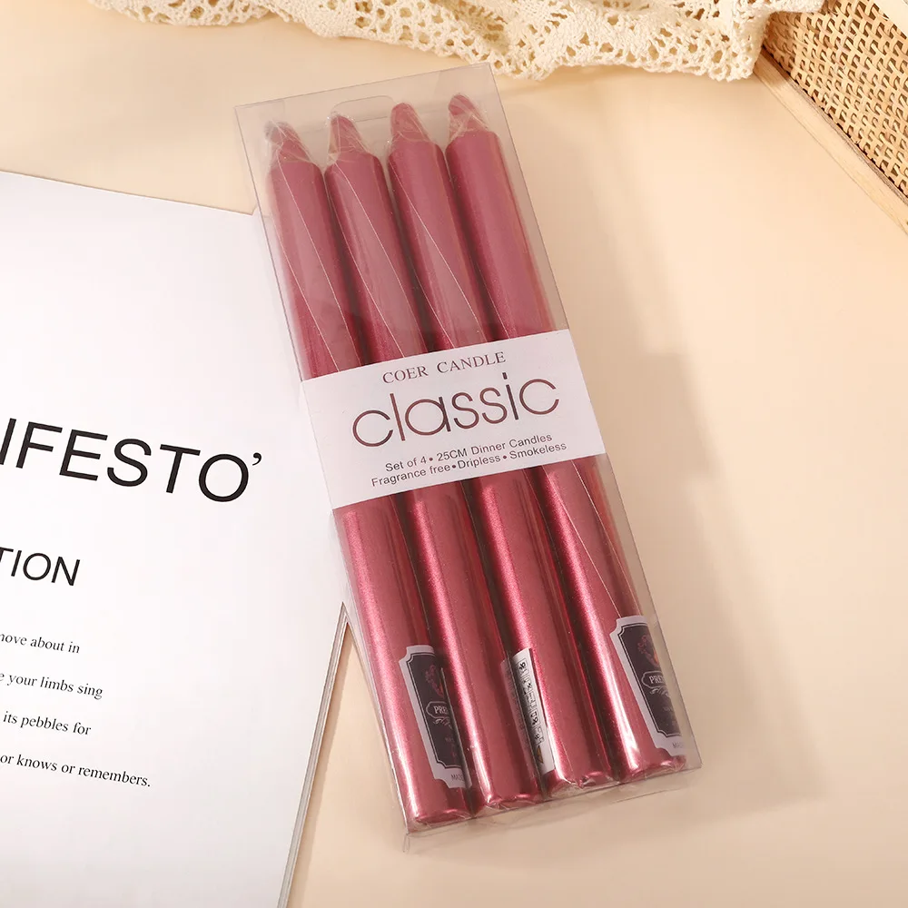 4PCS/Pack  Smokeless tasteless Pole wax Romantic  Pillar Candles candlelight dinner wedding  long candle home wholesale