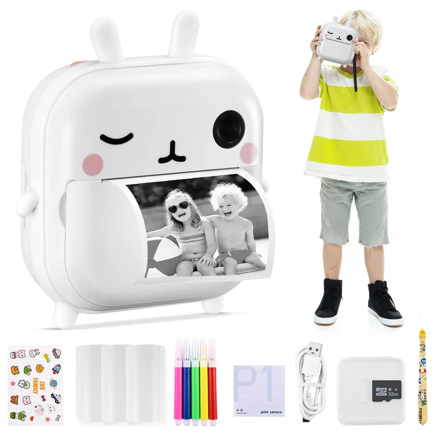 M2 Boy Girls Birthday Gift Children Instant Print Camera Kids Video Photography Digital Photo Camera Toys Mini Thermal Printer