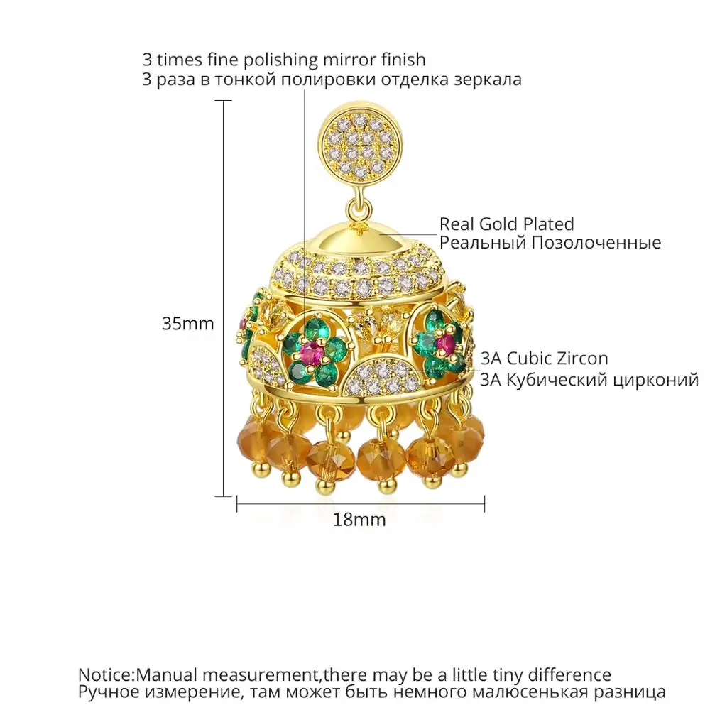 
LUOTEEMI Zirconia Tassel New Designs Gold Jhumka Earring New Design Gold Jhumka Earrings 