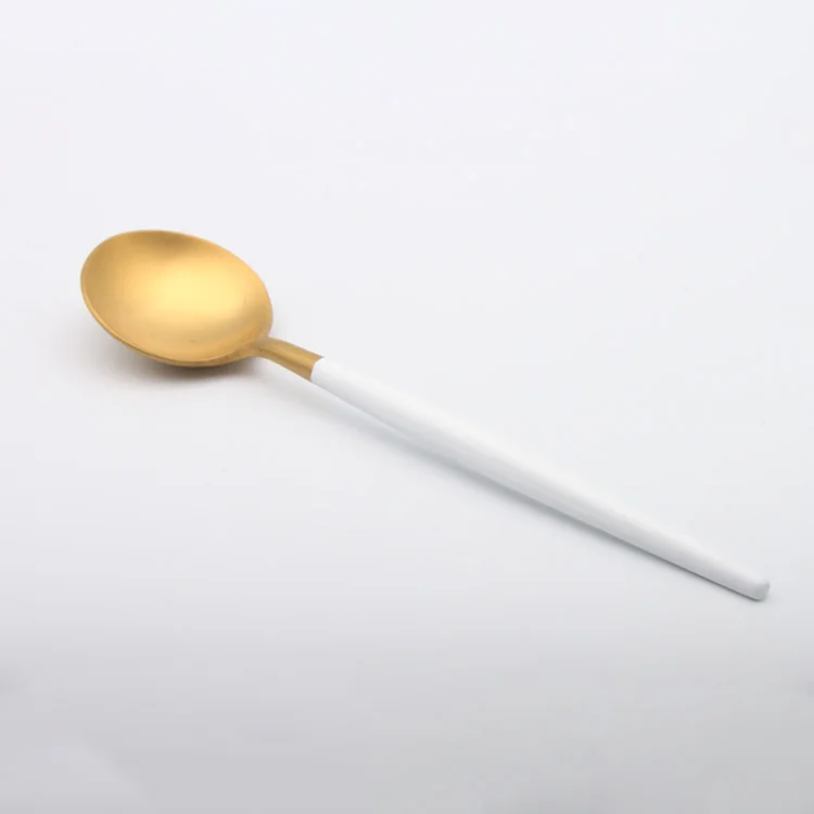 High quality  Long Handled 304 Stainless Steel Rose Gold Teaspoon Metal Dessert Tea Spoon