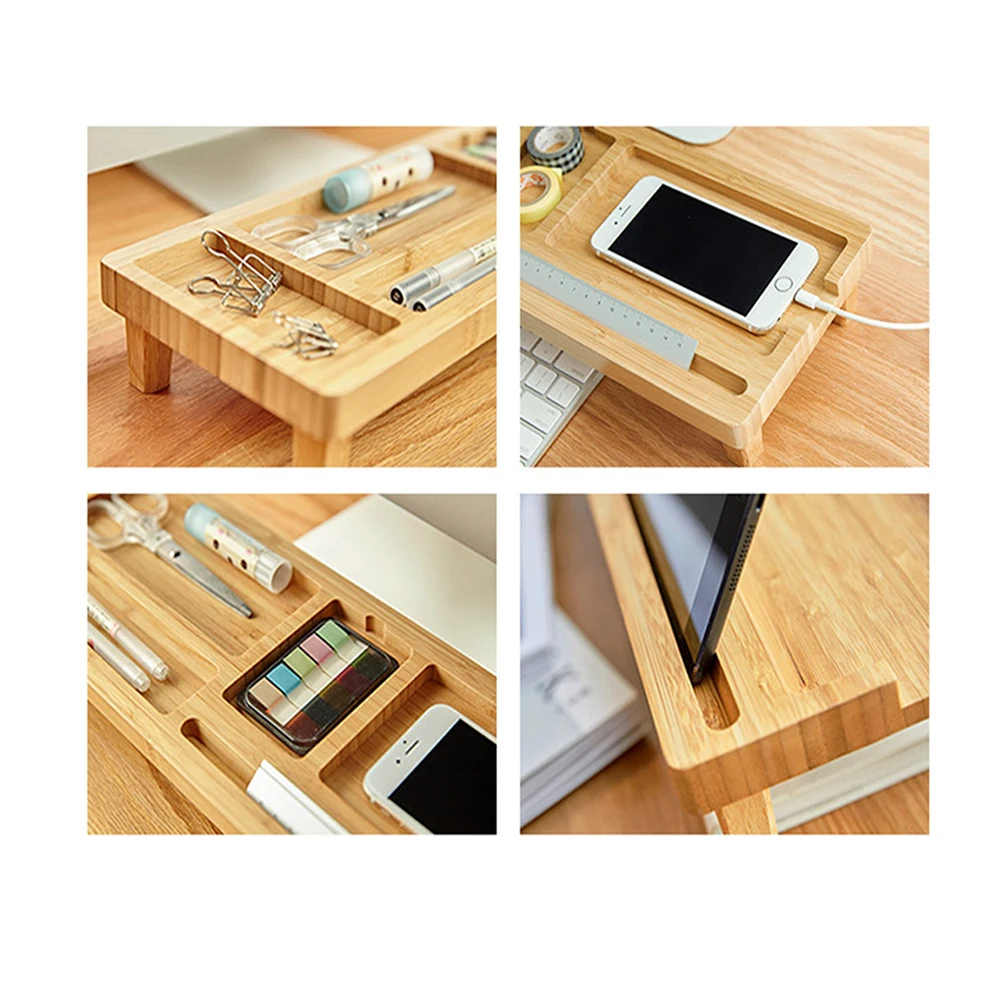 Wholesale natural custom design bamboo office storage desk organizer tray