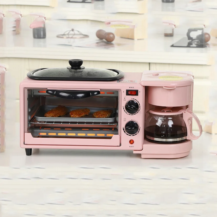 2021 New Multifunction 3 in 1 Breakfast Set Toaster Coffee Maker 3 in 1 Breakfast Maker With Toast Oven Coffee Pot Frying Pan