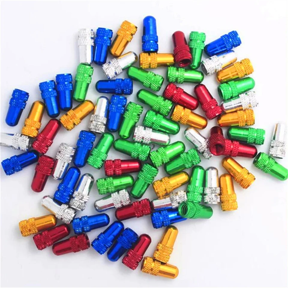 YOUME Aluminum Alloy Valve Caps Car Racing Bike Valve Adapter Bicycle Tire Wheel French Air Valve Cap Bicycle Accessories