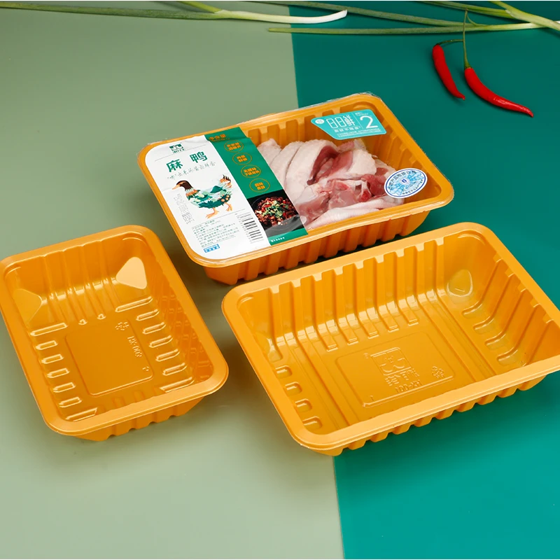 Wholesale cheap price high quality disposable yellow PP plastic tray utility box for meat fruit vegetables package