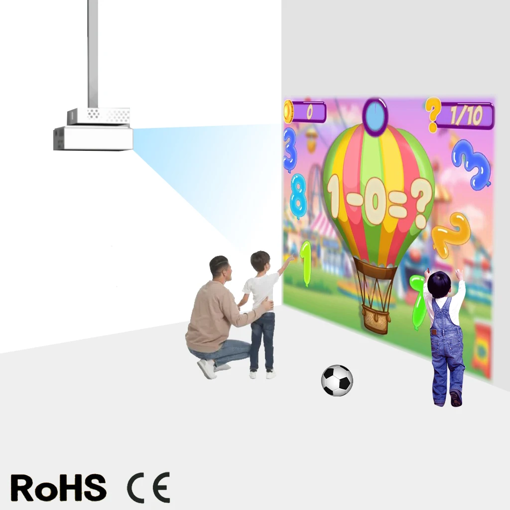 Amusement park equipment: wheel, interactive wall ball software, children's games.