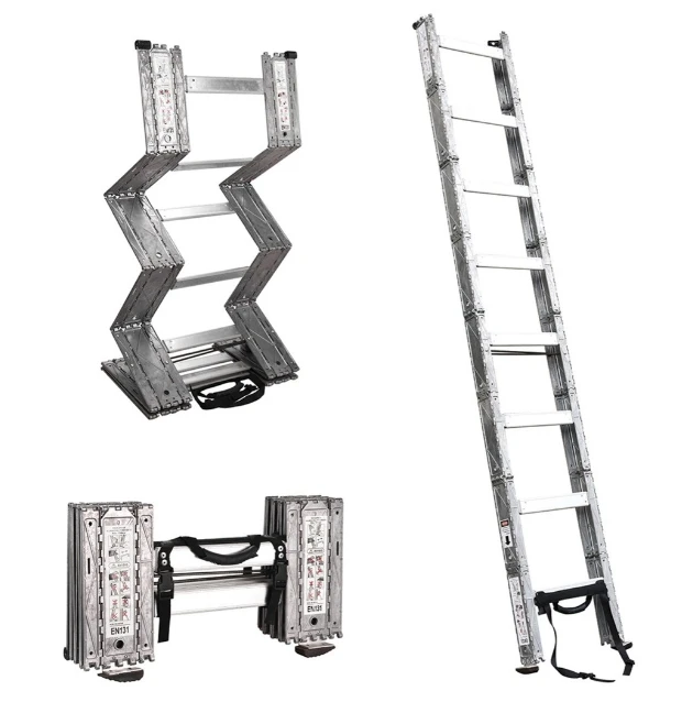 Tactical Folding Ladder 1.8M 2.4m 3M Aluminum Fold Up Extended For Roof  Fire Escape Tool