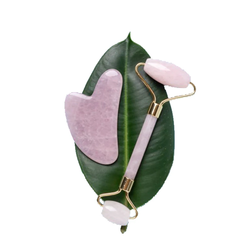 Amazon Hot Sales Skin Care Tools Custom 100% rose quartz gua sha stone gua sha tool facial jade roller set