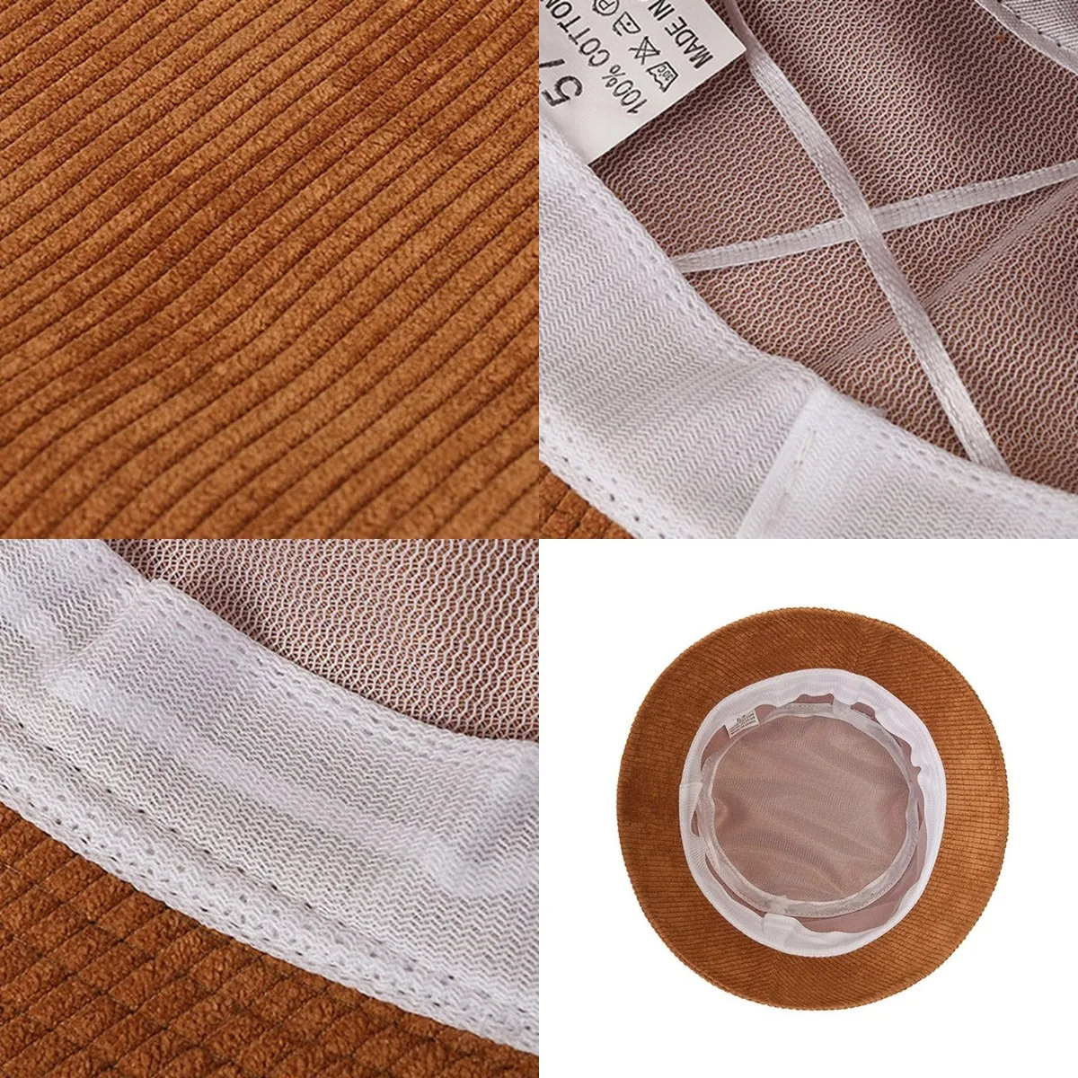 FF720 Embroidery Custom Narrow Brim Fisherman Hat Breathable Mesh Llining Men Women Plain Corduroy Bucket Hat