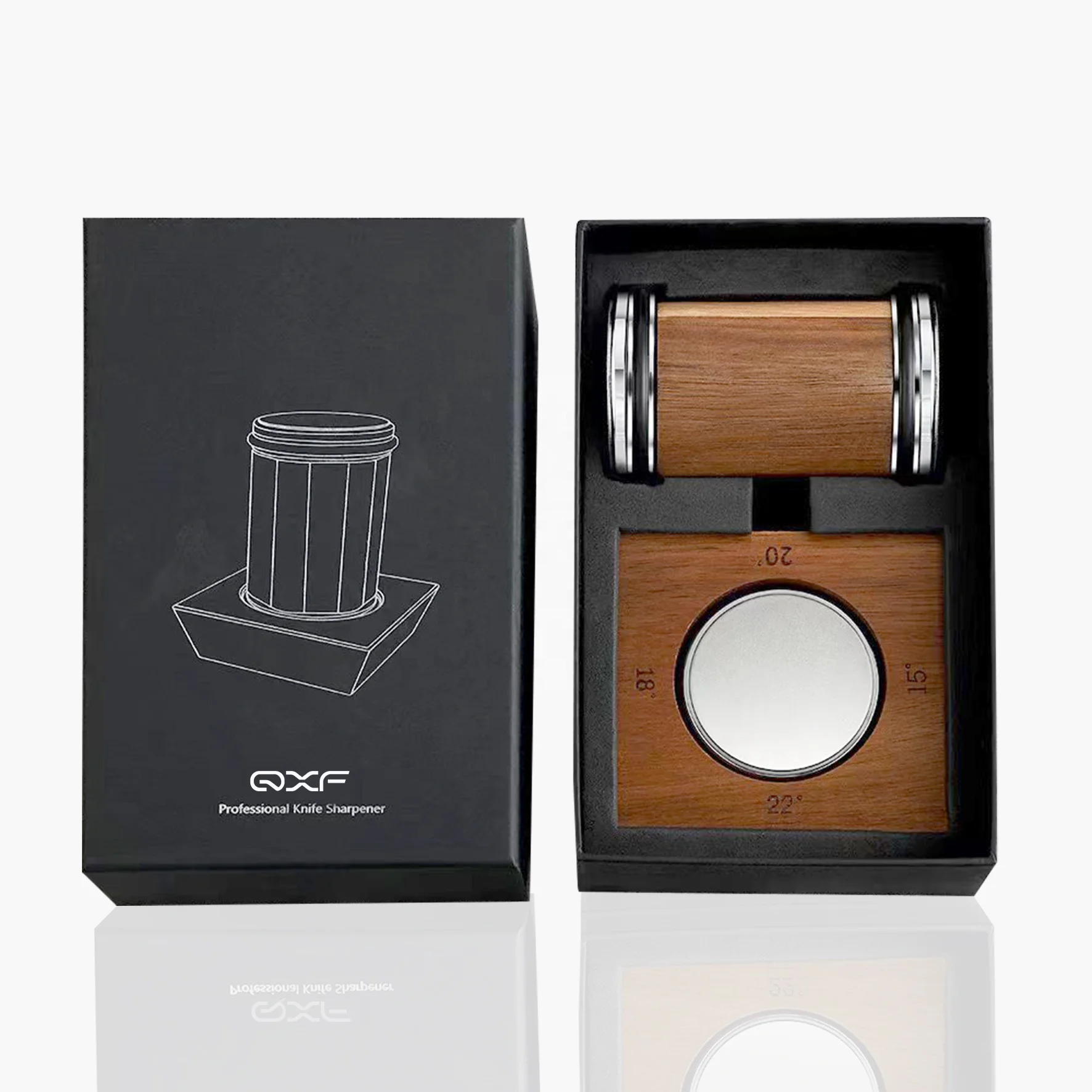 QXF Magnet Knife Sharpener Tumbler Rolling diamond Ceramic Knife Sharpening Tool Detachable Knife Sharpener with 4 Angle