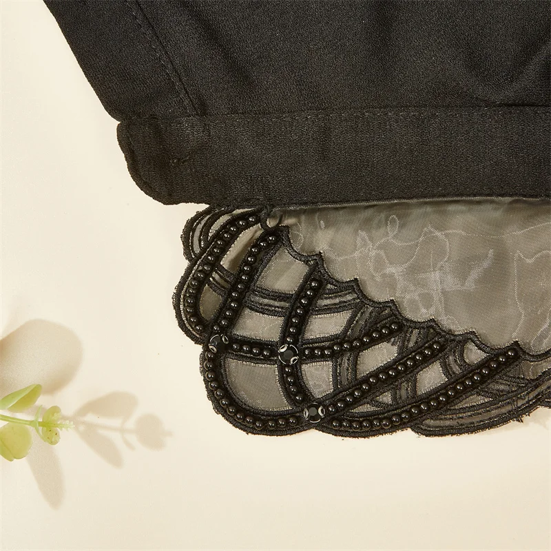 Customize Half Shirt Art Embroidered Pearl Beaded Detachable Fake Collar For Women