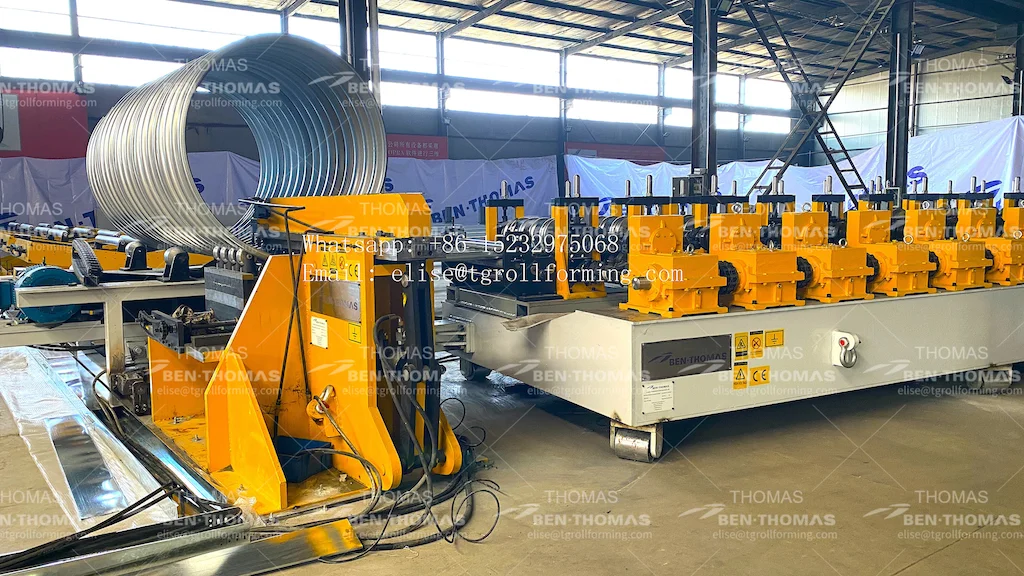 Full automatic metal helical corrugated culvert tunnel pipe machine