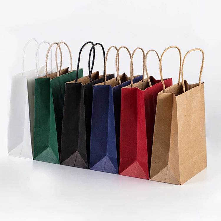 Y26 wholesale  eco friendly twist handle gift small size brown  paper bags Recyclable kraft paper bag Gift Bag With Handles