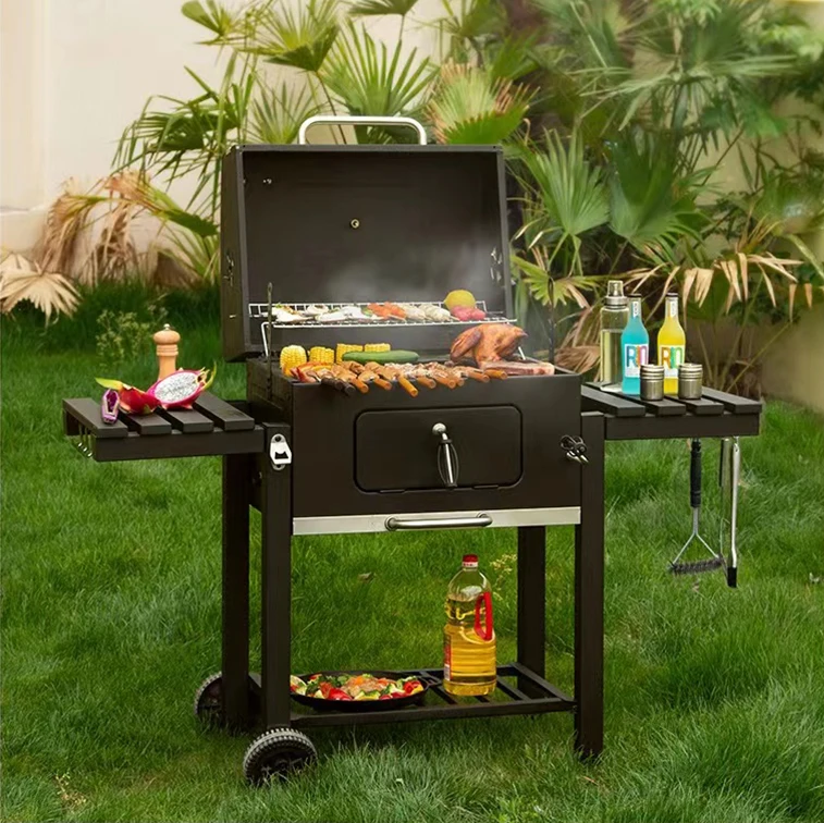 Outdoor Barbecue Grill Square Oven Portable BBQ Grills with Two Grilling Net