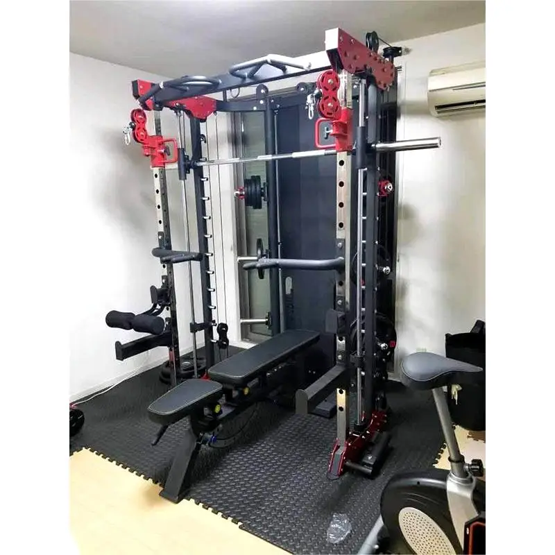 Multi-Functional Power Squat Rack and Smith Machine Home Gym Equipment for Workout Training Shoulder Chest Leg Press Fitness