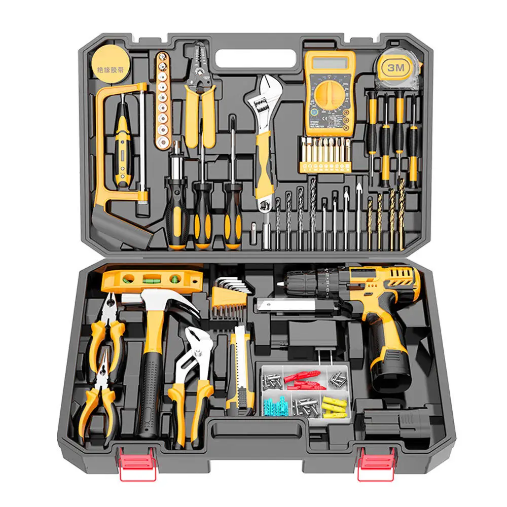 Electric drilling power combination kit wrench tool box suite package Rope -freedrill home manual tool set custom factory