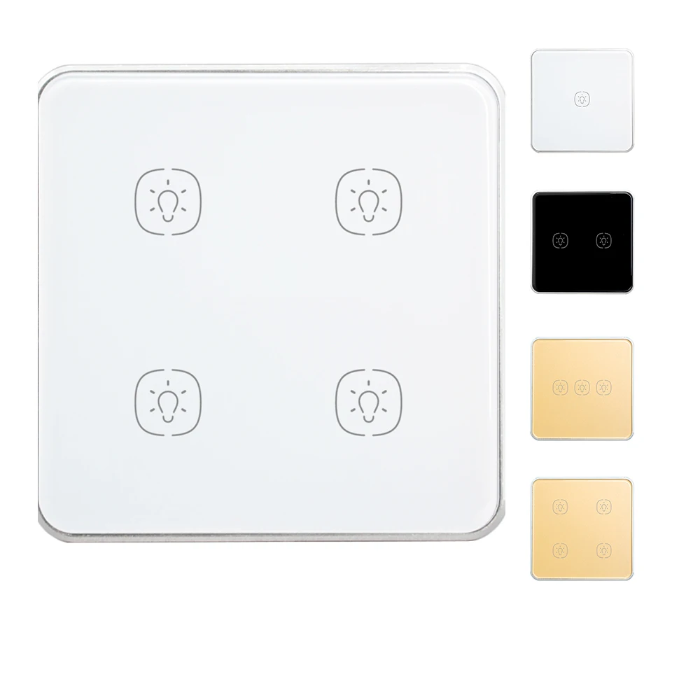 SZMYQ 4 Channel WiFi Light Switch Mobile Control Smart Home Products Waterproof Switches No Neutral Tempered Glass Touch Switch